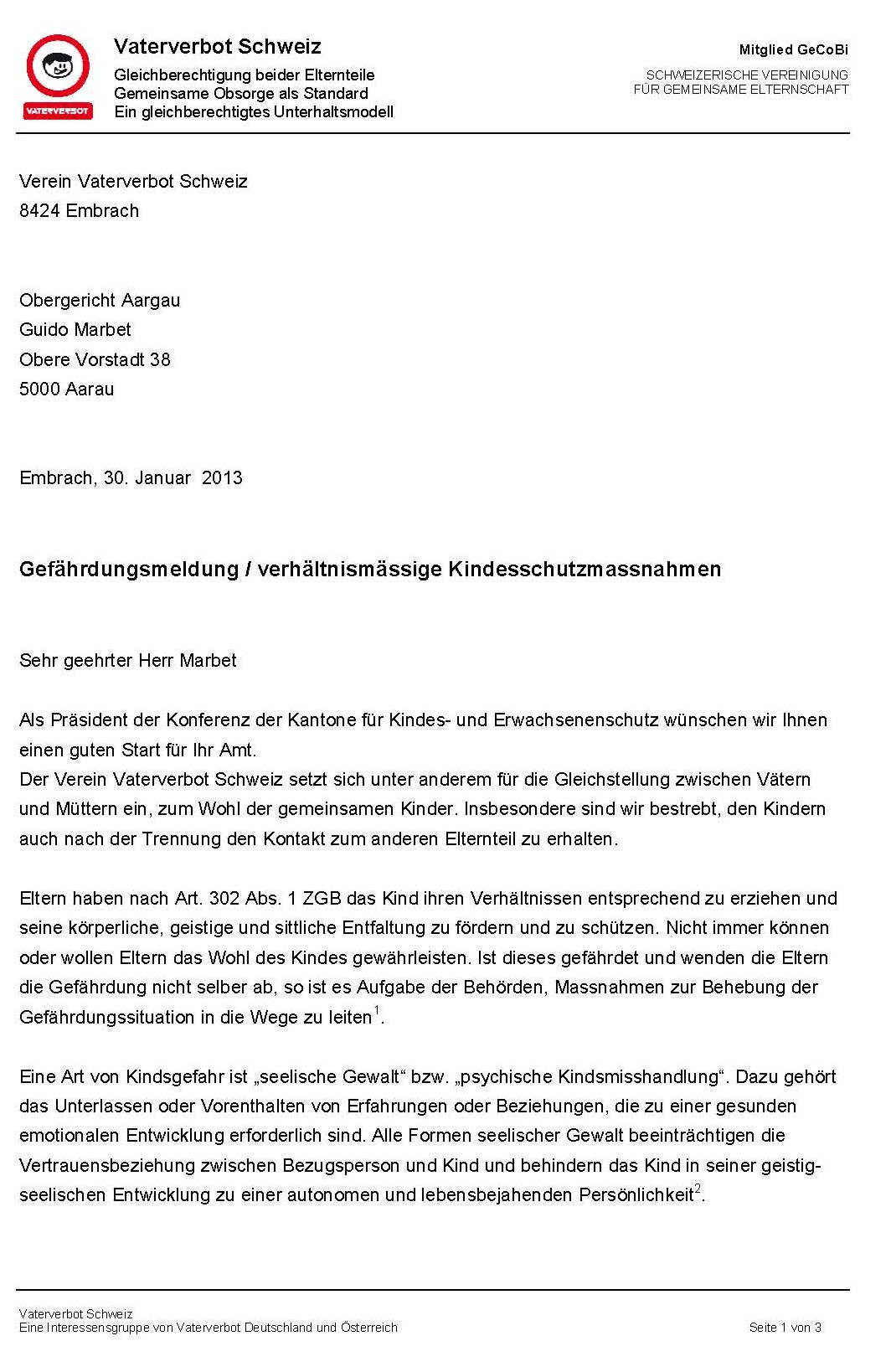 Anfrage Guido Marbet GefÃ¤hrdungsmeldung S1